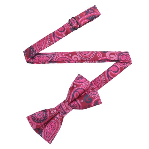 Hot Pink & Teal Paisley Bohemian Pre-Tied Thistle Bow Tie