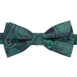 Navy & Green Paisley Bohemian Pre-Tied Bow Tie