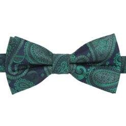 Navy & Green Paisley Bohemian Pre-Tied Thistle Bow Tie