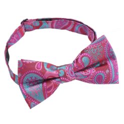 Pink & Turquoise Paisley Bohemian Pre-Tied Bow Tie