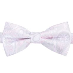 Silver & Pink Paisley Bohemian Pre-Tied Bow Tie