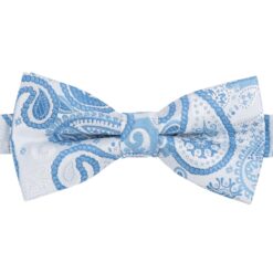 White & Blue Paisley Bohemian Pre-Tied Bow Tie