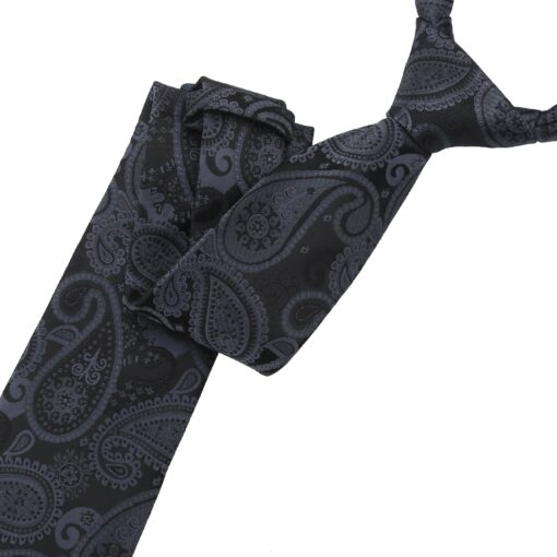 Black & Charcoal Paisley Bohemian Tie