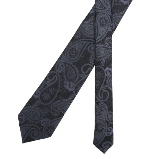 Black & Charcoal Paisley Bohemian Modern Classic Tie