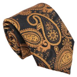 Black & Gold Paisley Bohemian Modern Classic Tie