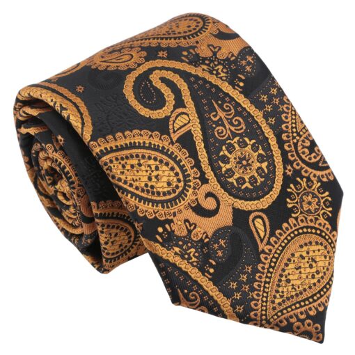 Black & Gold Paisley Bohemian Tie