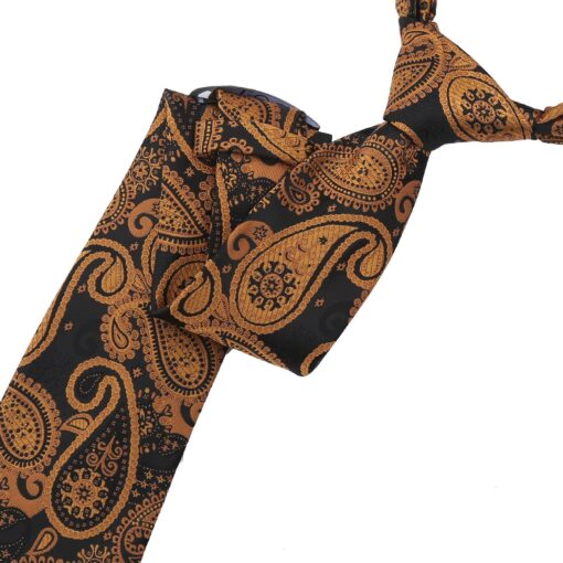 Black & Gold Paisley Bohemian Modern Classic Tie