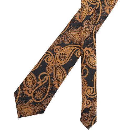 Black & Gold Paisley Bohemian Modern Classic Tie