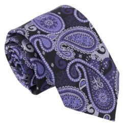 Black & Purple Paisley Bohemian Modern Classic Tie