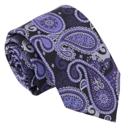 Black & Purple Paisley Bohemian Tie