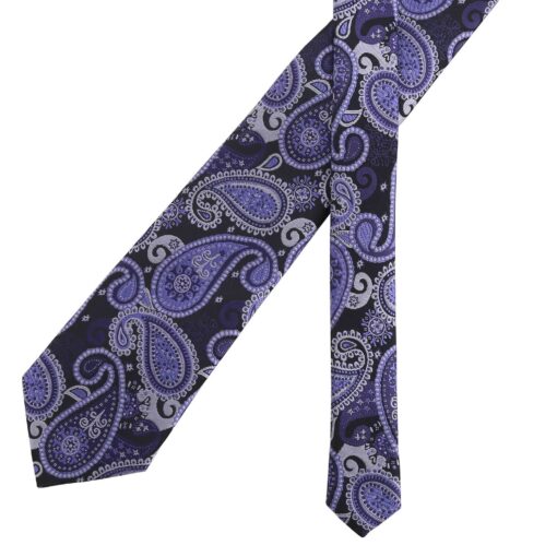 Black & Purple Paisley Bohemian Modern Classic Tie