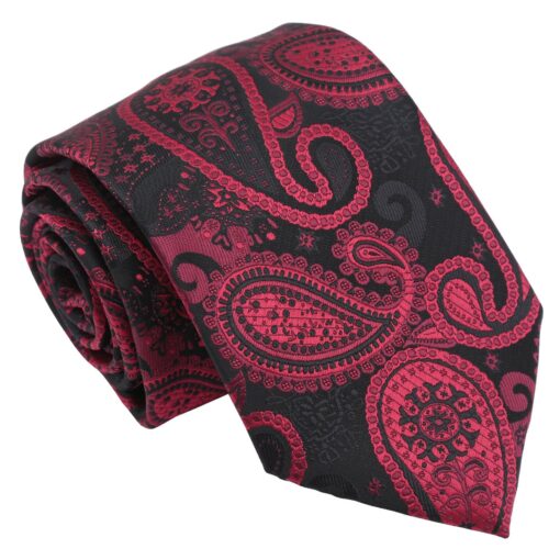 Black & Red Paisley Bohemian Modern Classic Tie