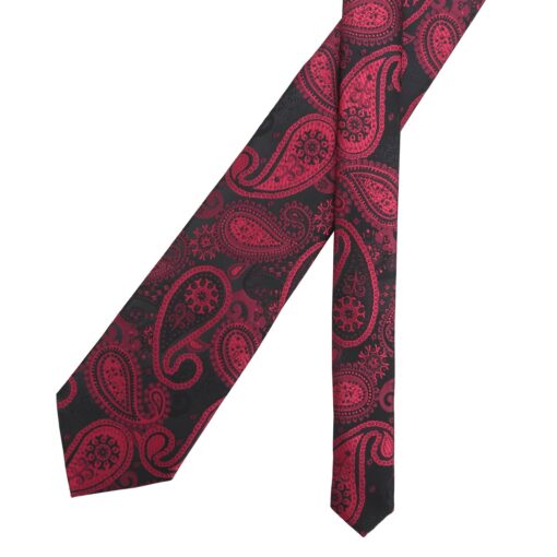 Black & Red Paisley Bohemian Modern Classic Tie