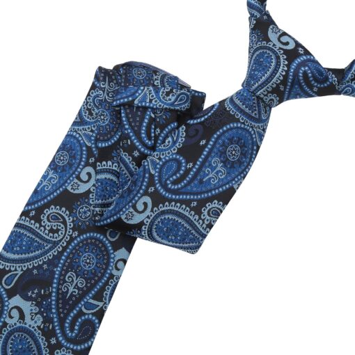 Blue & Black Paisley Bohemian Modern Classic Tie