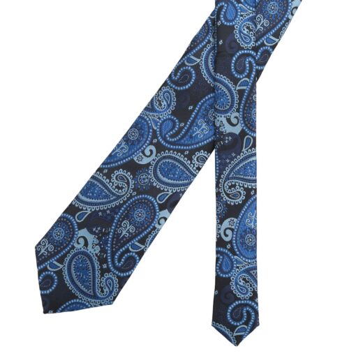 Blue & Black Paisley Bohemian Modern Classic Tie