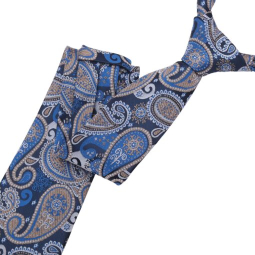 Blue & Cream Paisley Bohemian Modern Classic Tie