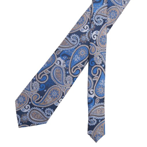 Blue & Cream Paisley Bohemian Tie