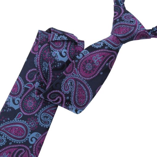 Blue & Orchid Paisley Bohemian Modern Classic Tie