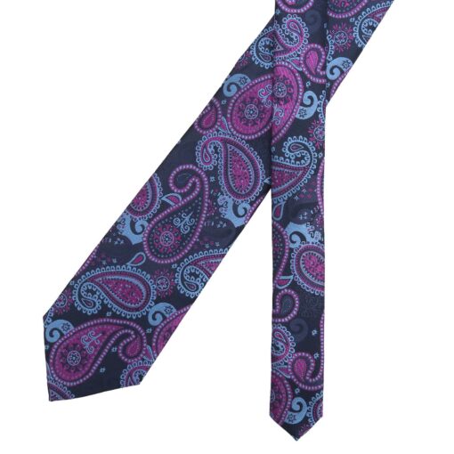 Blue & Orchid Paisley Bohemian Tie