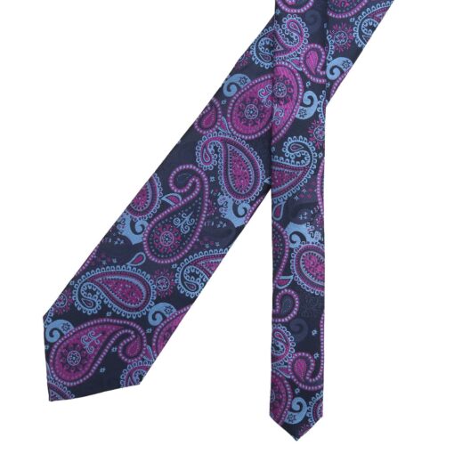 Blue & Orchid Paisley Bohemian Modern Classic Tie