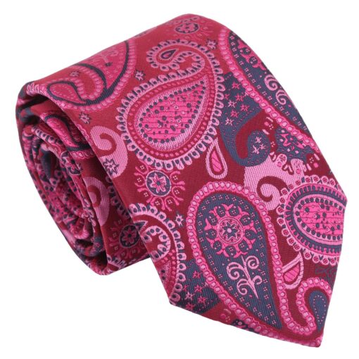 Hot Pink & Teal Paisley Bohemian Tie