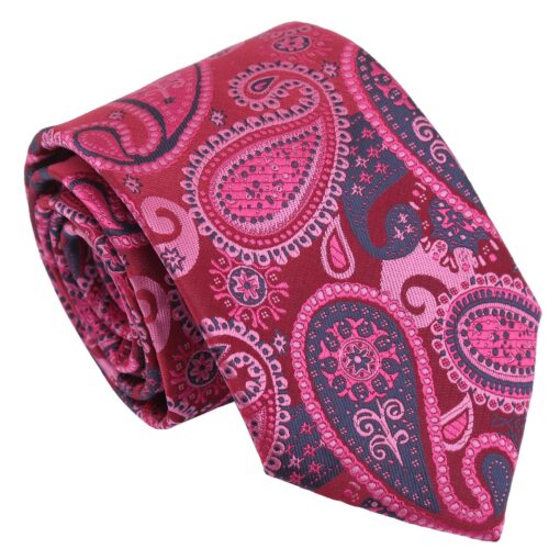 Hot Pink & Teal Paisley Bohemian Modern Classic Tie