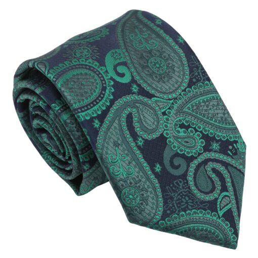 Navy & Green Paisley Bohemian Tie