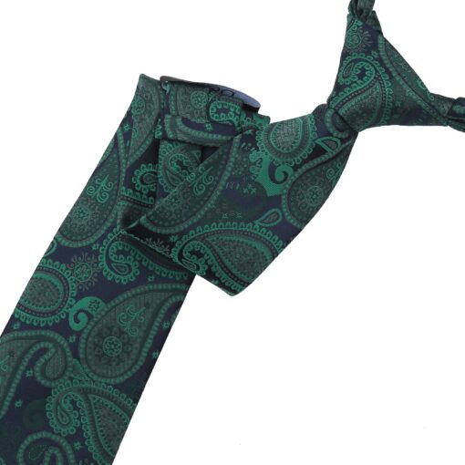 Navy & Green Paisley Bohemian Modern Classic Tie