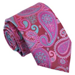 Pink & Turquoise Paisley Bohemian Modern Classic Tie