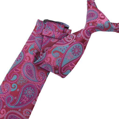 Pink & Turquoise Paisley Bohemian Tie