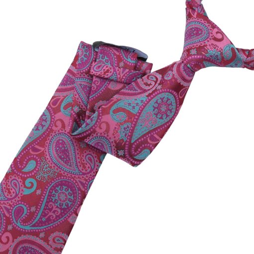 Pink & Turquoise Paisley Bohemian Modern Classic Tie