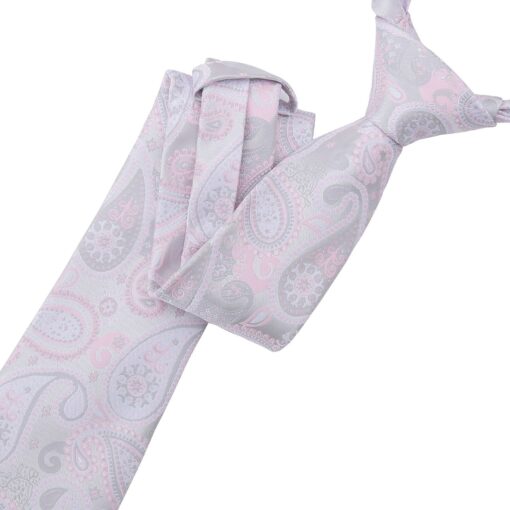 Silver & Pink Paisley Bohemian Modern Classic Tie