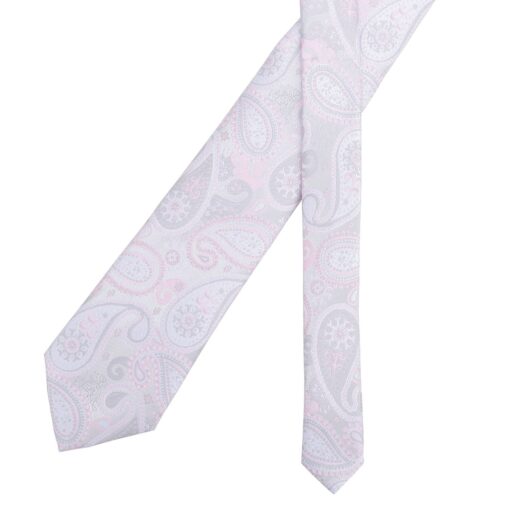 Silver & Pink Paisley Bohemian Tie