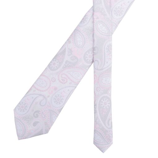 Silver & Pink Paisley Bohemian Modern Classic Tie