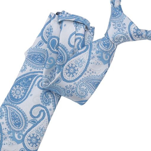 White & Blue Paisley Bohemian Modern Classic Tie