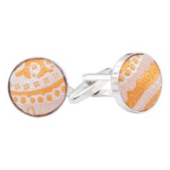 Apricot Paisley Bohemian Silver Plated Cufflinks