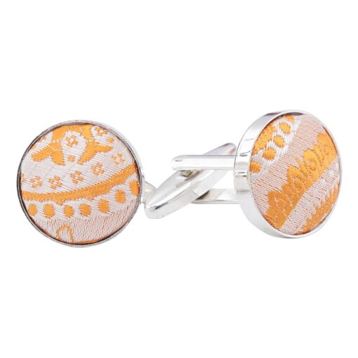 Apricot Paisley Bohemian Silver Plated Cufflinks