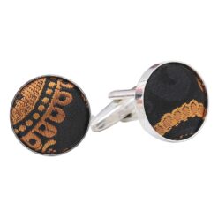 Apricot Paisley Bohemian Silver Plated Cufflinks