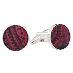 Apricot Paisley Bohemian Silver Plated Cufflinks