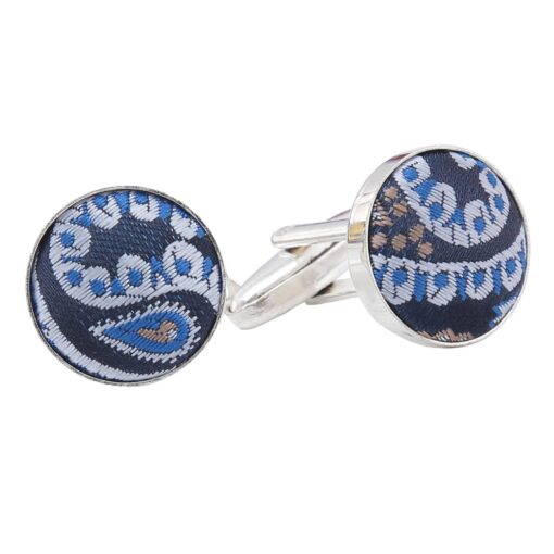 Apricot Paisley Bohemian Silver Plated Cufflinks