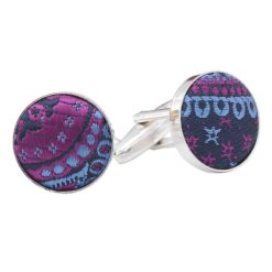 Apricot Paisley Bohemian Silver Plated Cufflinks