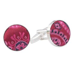 Apricot Paisley Bohemian Silver Plated Cufflinks