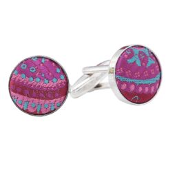 Apricot Paisley Bohemian Silver Plated Cufflinks