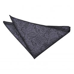 Charcoal Grey Paisley Pre-Folded Pocket Square One Peak