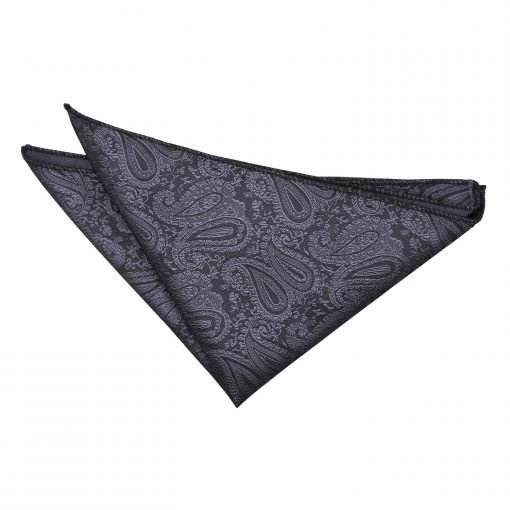 Charcoal Grey Paisley Pocket Square