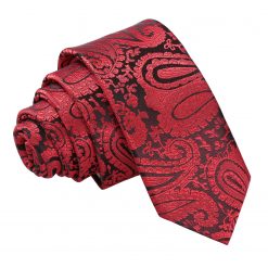 Black & Red Paisley Skinny Tie