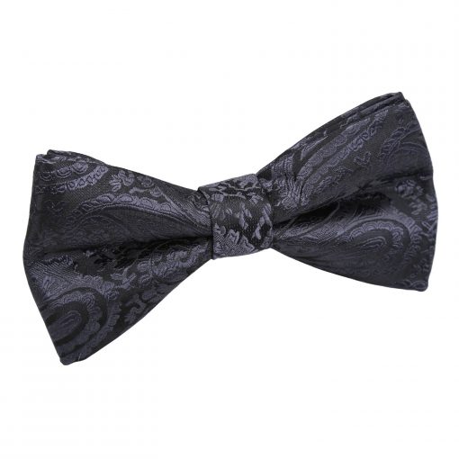 Charcoal Grey Paisley Pre-Tied Thistle Bow Tie