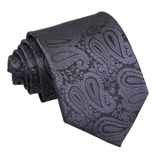 Charcoal Grey Paisley Classic Tie