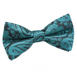 Teal Paisley Pre-Folded Pocket Square One Peak