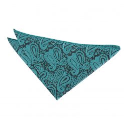 Teal Paisley Pre-Folded Pocket Square One Peak